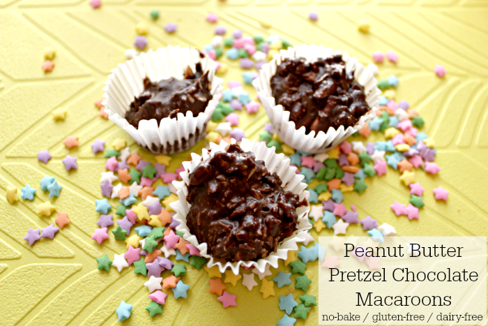 Gluten-free + Dairy Free Peanut Butter Pretzel Chocolate Macaroons